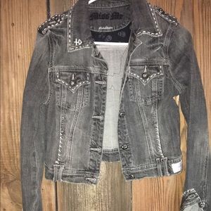 Custom miss me black/grey jean jacket